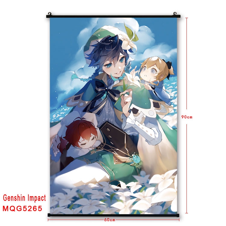 Genshin Impact  black Plastic rod Cloth painting Wall Scroll 60X90CM  MQG-5265