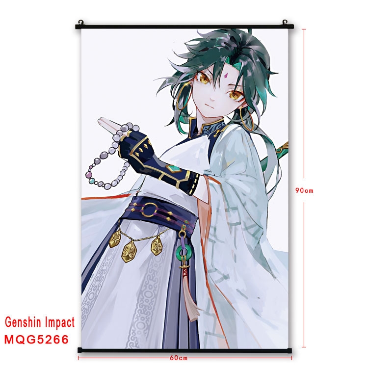 Genshin Impact  black Plastic rod Cloth painting Wall Scroll 60X90CM MQG-5266