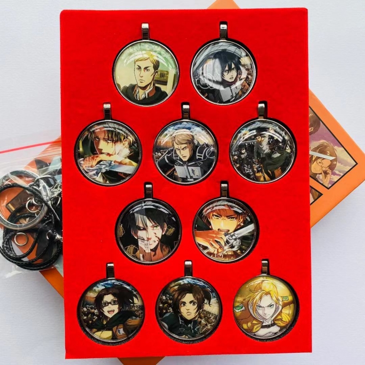 Shingeki no Kyojin Pendant necklace key chain boxed  a Set of 10