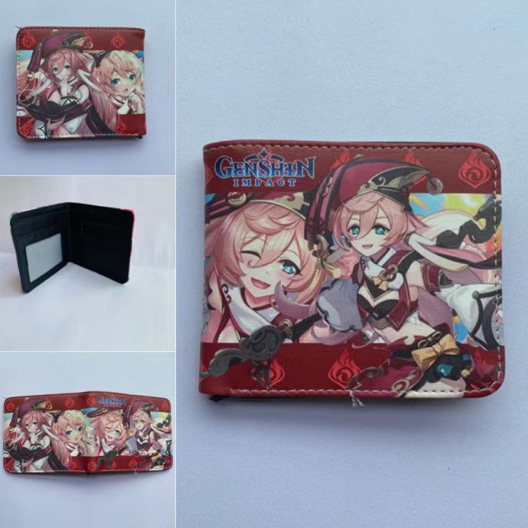 Genshin Impact  Full color  Two fold short card case wallet 11X9.5CM 60G