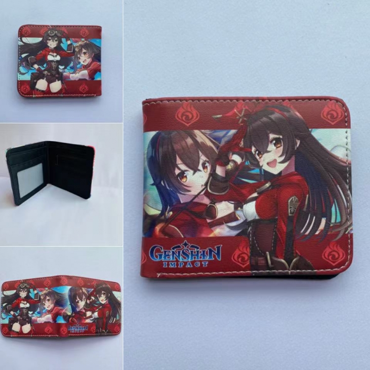 Genshin Impact  Full color  Two fold short card case wallet 11X9.5CM 60G