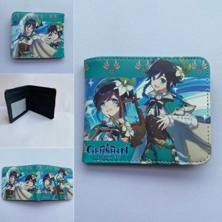 Genshin Impact  Full color  Two fold short card case wallet 11X9.5CM 60G