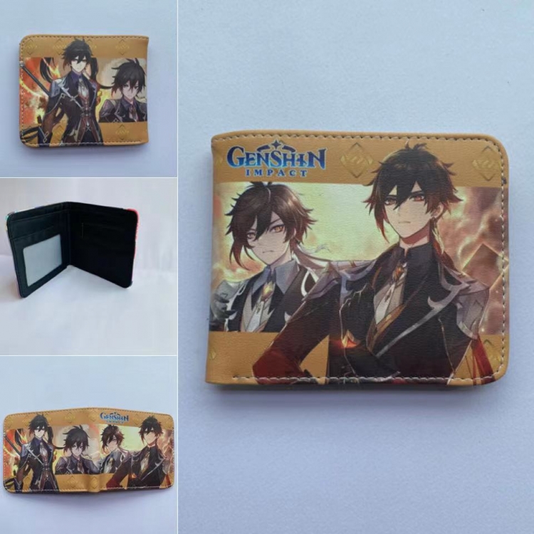 Genshin Impact  Full color  Two fold short card case wallet 11X9.5CM 60G