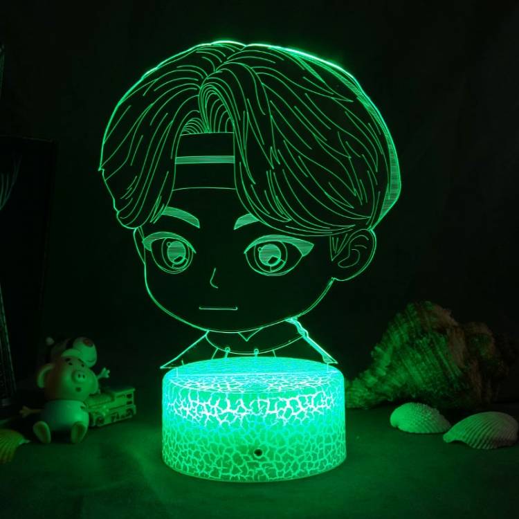 BTS 3D night light USB touch switch colorful acrylic table lamp 1357 BLACK BASE