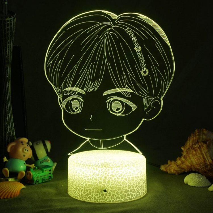 BTS 3D night light USB touch switch colorful acrylic table lamp 1355 BLACK BASE