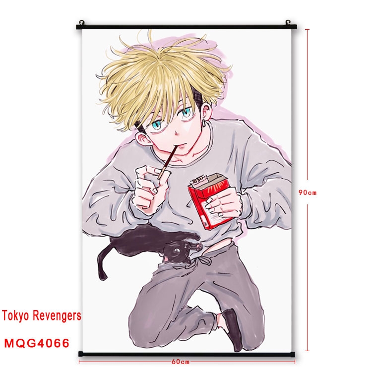 Tokyo Revengers  black Plastic rod Cloth painting Wall Scroll 60X90CM  MQG-4066