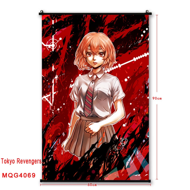 Tokyo Revengers  black Plastic rod Cloth painting Wall Scroll 60X90CM  MQG-4069