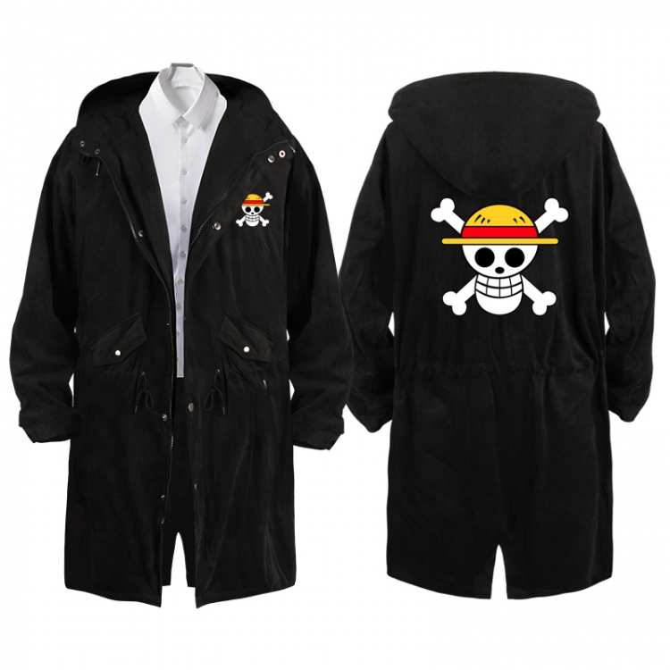 One Piece Anime Peripheral Hooded Long Windbreaker Jacket from S to 3XL