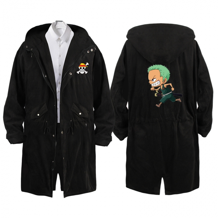 One Piece Anime Peripheral Hooded Long Windbreaker Jacket from S to 3XL