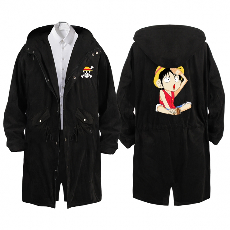 One Piece Anime Peripheral Hooded Long Windbreaker Jacket from S to 3XL