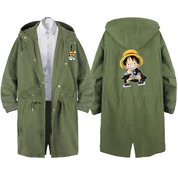 One Piece Anime Peripheral Hooded Long Windbreaker Jacket from S to 3XL