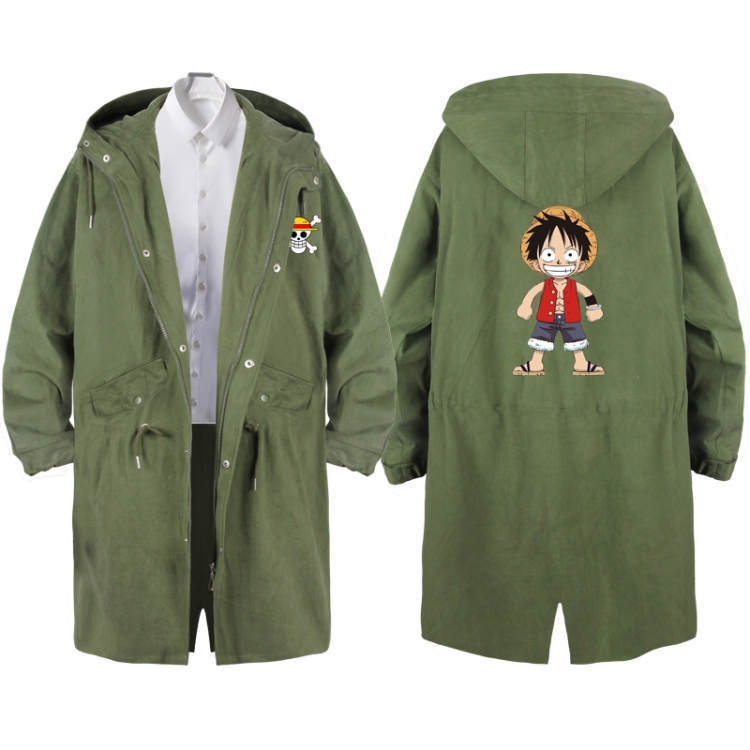 One Piece Anime Peripheral Hooded Long Windbreaker Jacket from S to 3XL