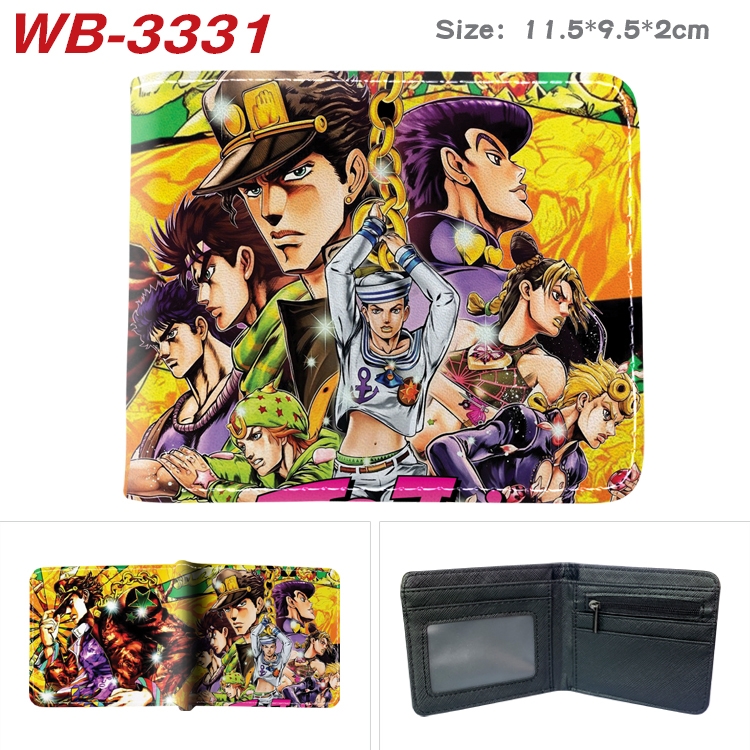 JoJos Bizarre Adventure Anime color book two-fold leather wallet 11.5X9.5X2CM WB-3331A