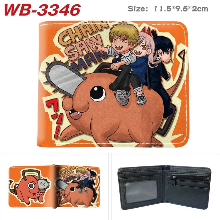 Chainsaw Man  Anime color book two-fold leather wallet 11.5X9.5X2CM  WB-3346A