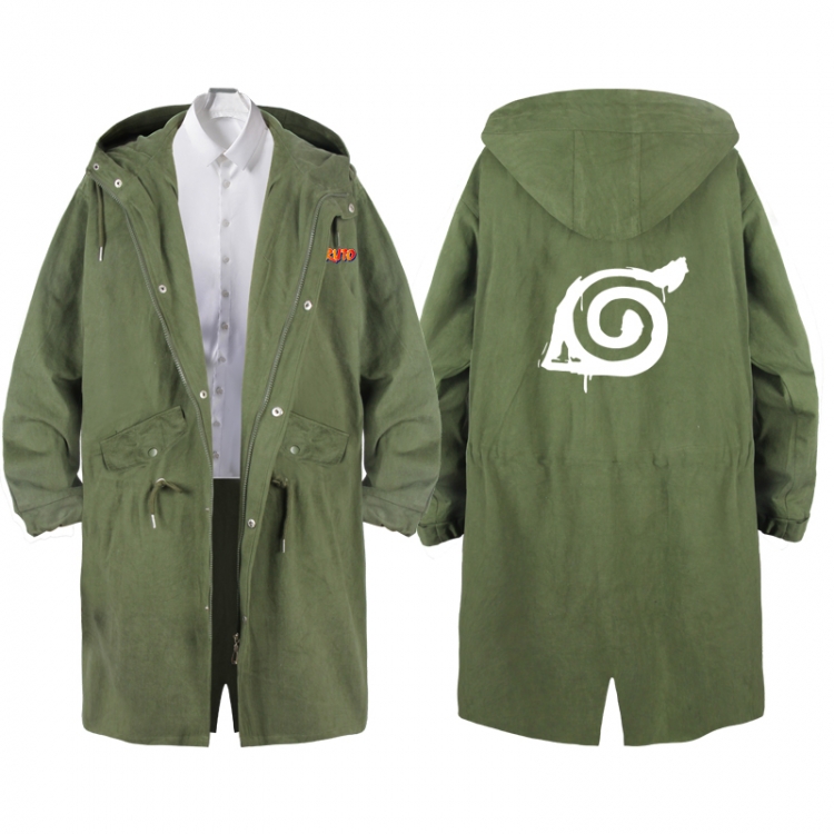  NarutoAnime Peripheral Hooded Long Windbreaker Jacket from S to 3XL