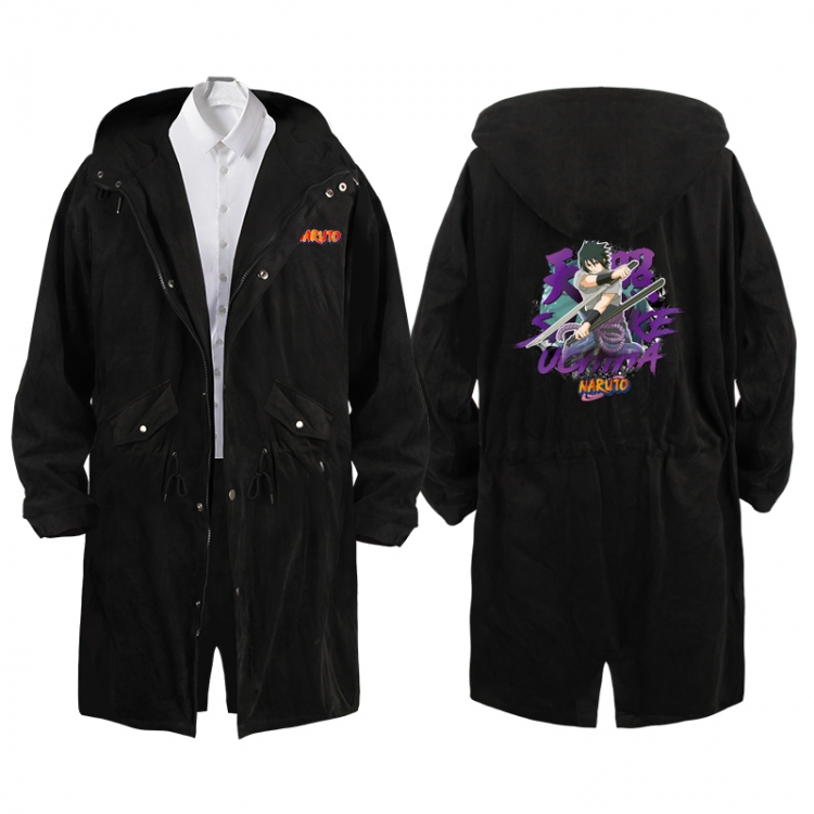  NarutoAnime Peripheral Hooded Long Windbreaker Jacket from S to 3XL