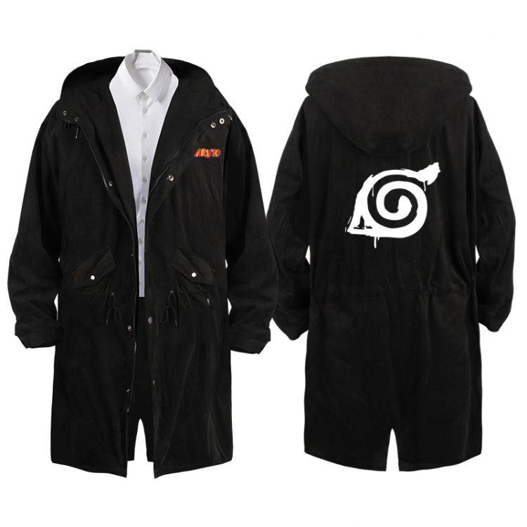  NarutoAnime Peripheral Hooded Long Windbreaker Jacket from S to 3XL