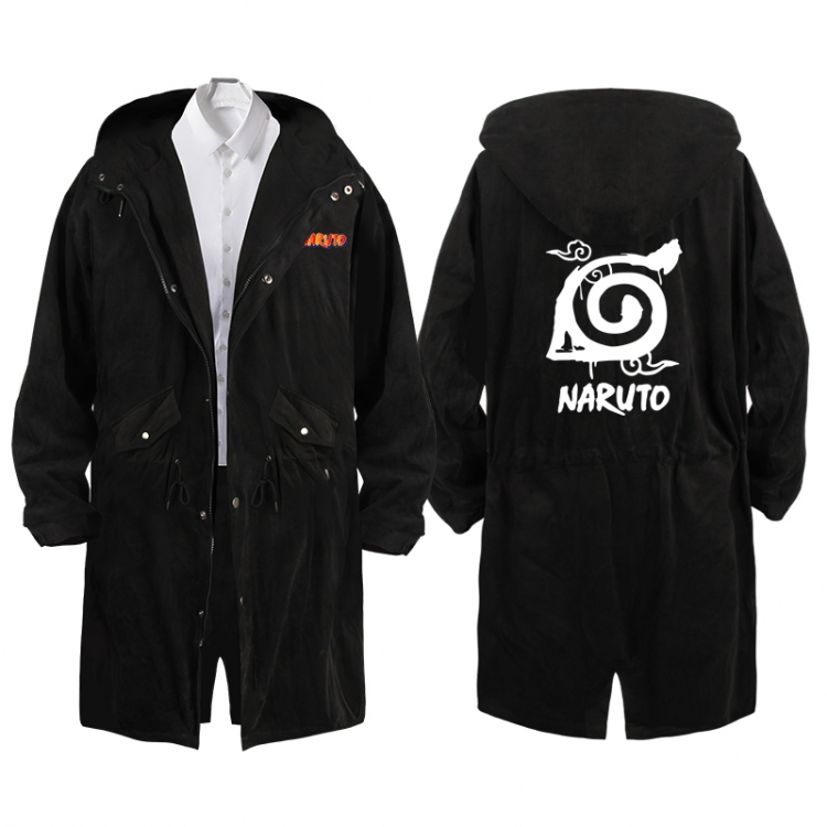  NarutoAnime Peripheral Hooded Long Windbreaker Jacket from S to 3XL