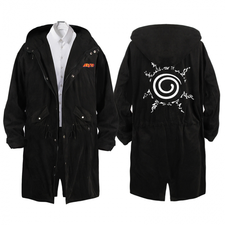  NarutoAnime Peripheral Hooded Long Windbreaker Jacket from S to 3XL