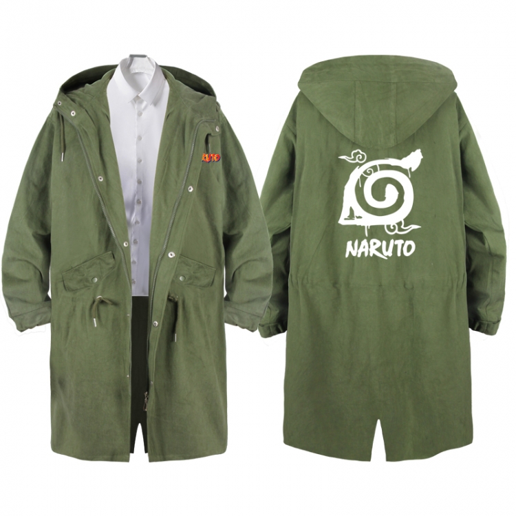  NarutoAnime Peripheral Hooded Long Windbreaker Jacket from S to 3XL