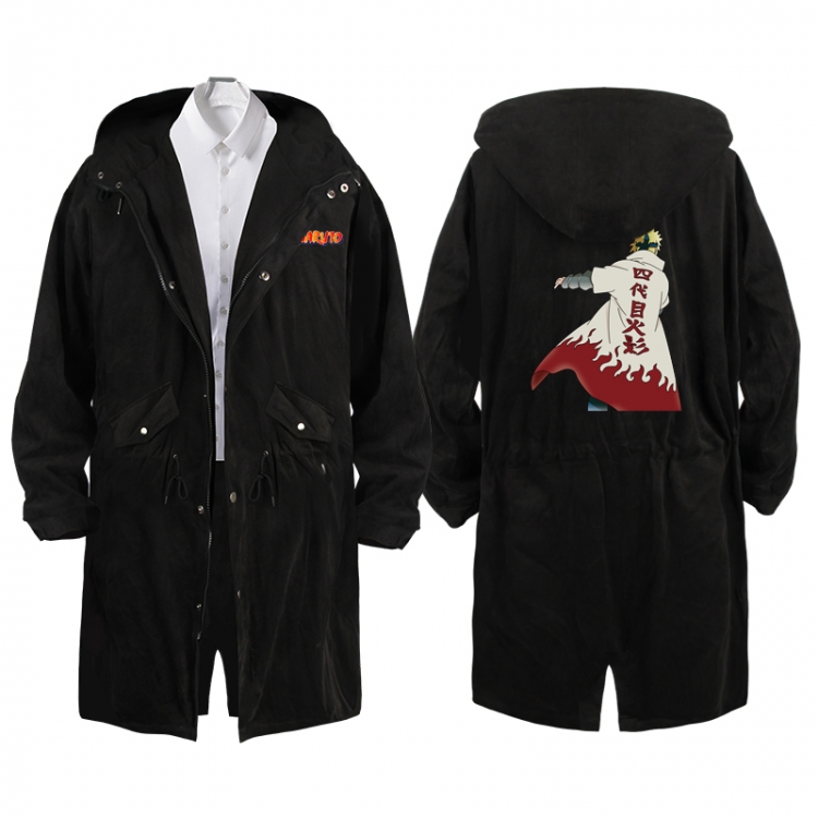  NarutoAnime Peripheral Hooded Long Windbreaker Jacket from S to 3XL