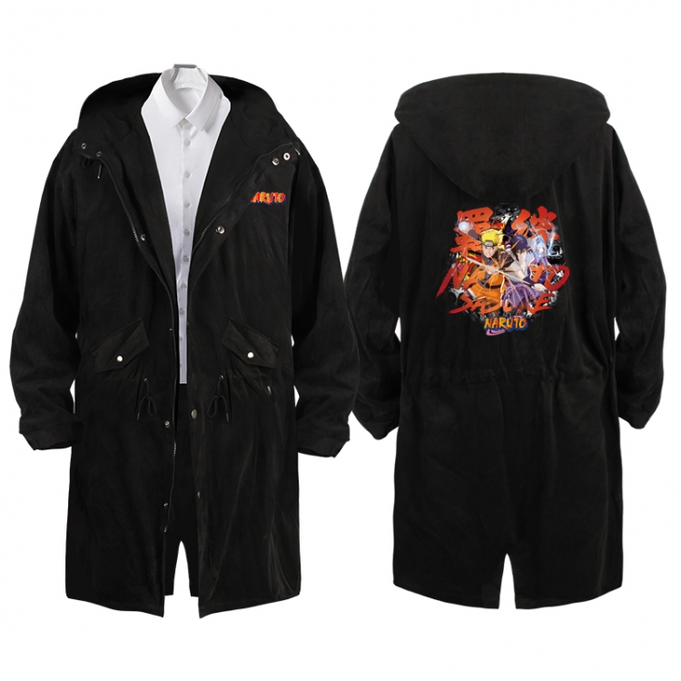  NarutoAnime Peripheral Hooded Long Windbreaker Jacket from S to 3XL