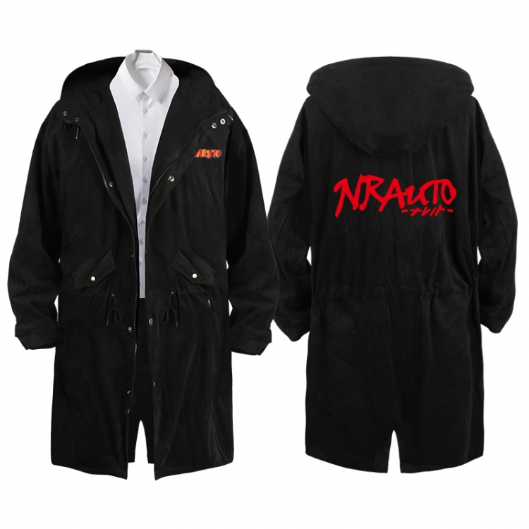  NarutoAnime Peripheral Hooded Long Windbreaker Jacket from S to 3XL