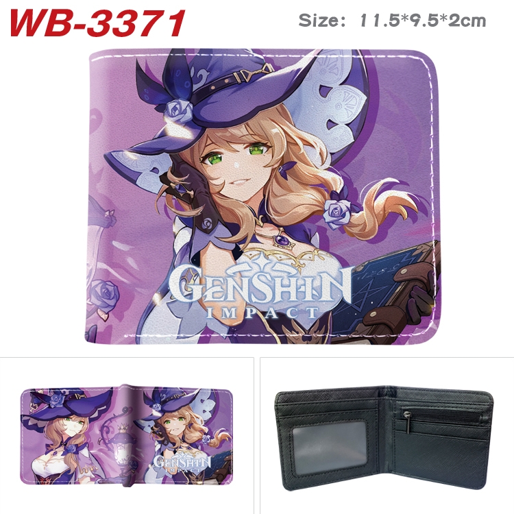 Genshin Impact Anime color book two-fold leather wallet 11.5X9.5X2CM WB-3371A