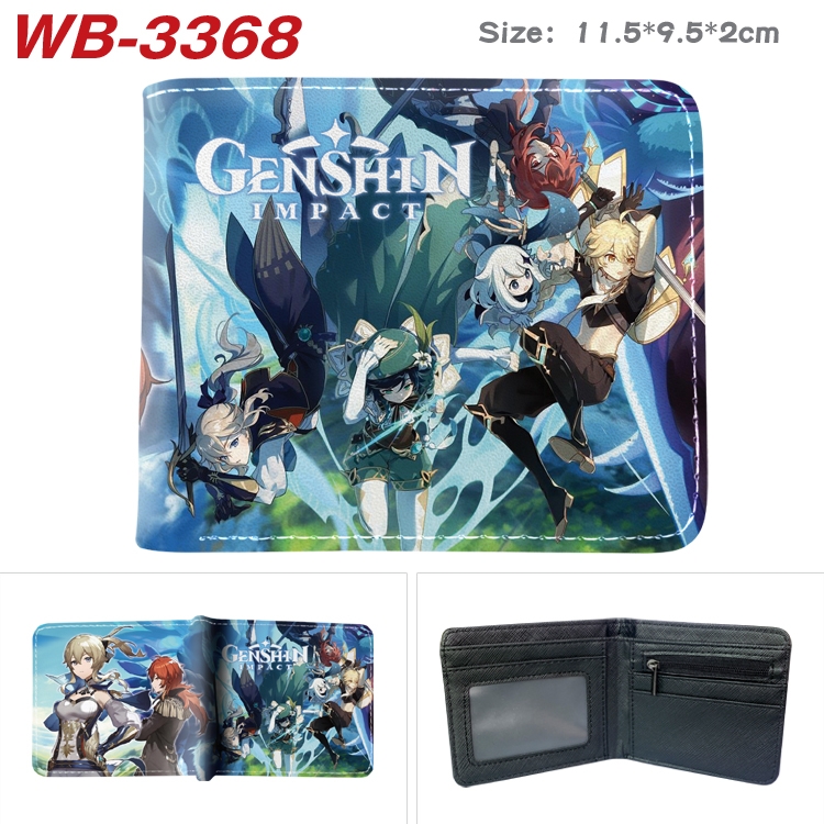 Genshin Impact Anime color book two-fold leather wallet 11.5X9.5X2CM  WB-3368A