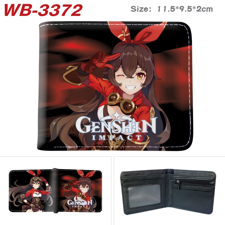 Genshin Impact Anime color book two-fold leather wallet 11.5X9.5X2CM WB-3372A