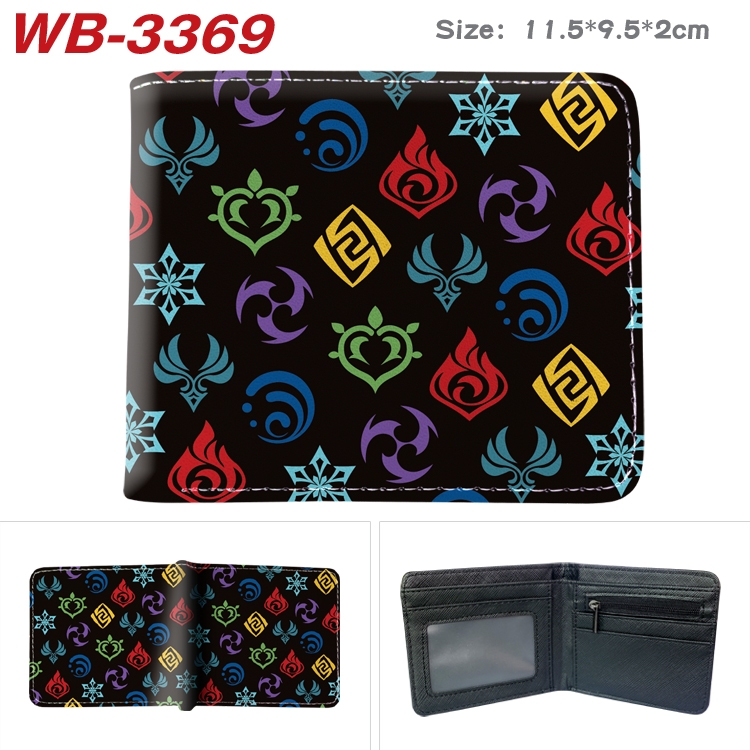 Genshin Impact Anime color book two-fold leather wallet 11.5X9.5X2CM  WB-3369A