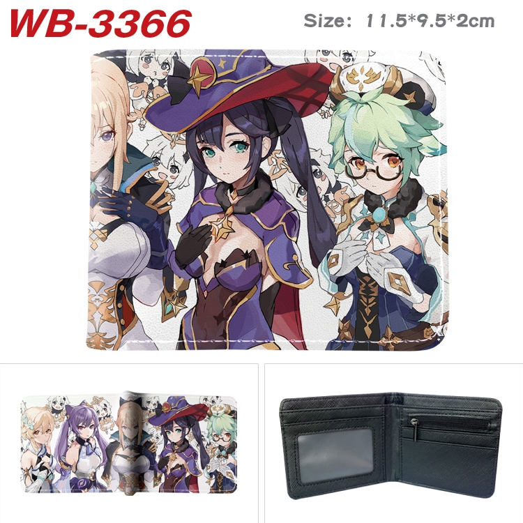 Genshin Impact Anime color book two-fold leather wallet 11.5X9.5X2CM WB-3366A