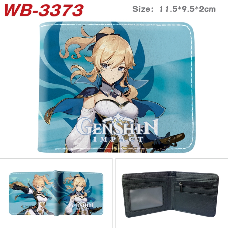 Genshin Impact Anime color book two-fold leather wallet 11.5X9.5X2CM WB-3373A