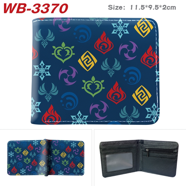 Genshin Impact Anime color book two-fold leather wallet 11.5X9.5X2CM WB-3370A