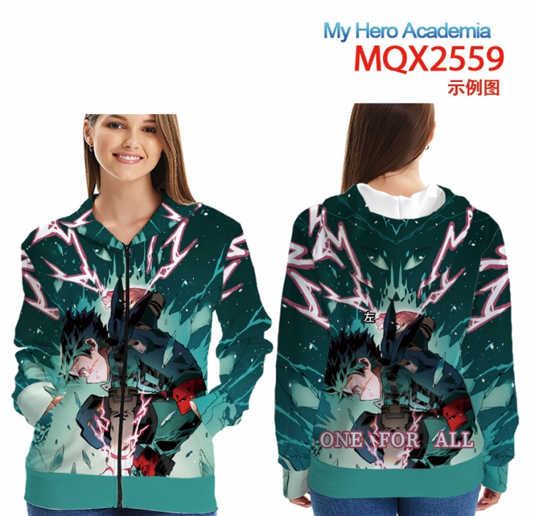 My Hero Academia Long Sleeve Zip Hood Patch Pocket Sweatshirt   from XXS to 4XL  MQX-2559