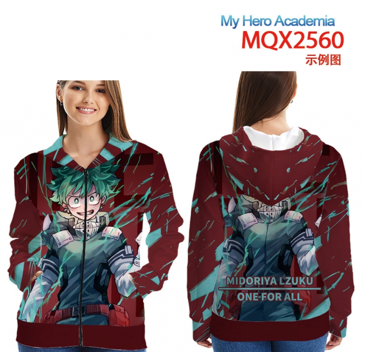 My Hero Academia Long Sleeve Zip Hood Patch Pocket Sweatshirt   from XXS to 4XL  MQX-2560