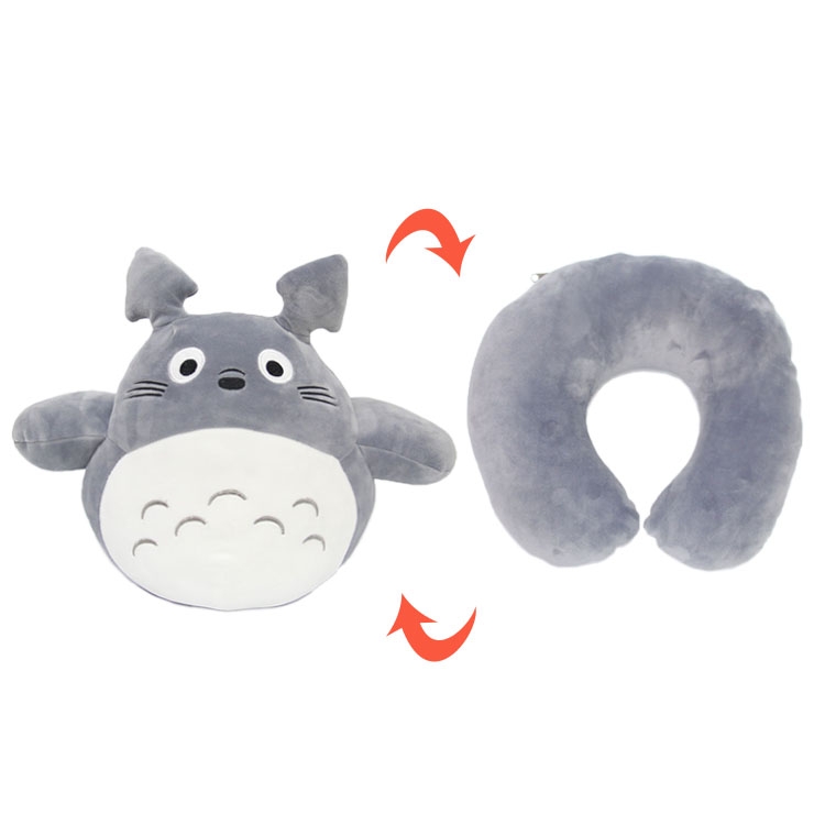 TOTORO Double-sided pillow transformed into U-shaped pillow plush doll  28cm