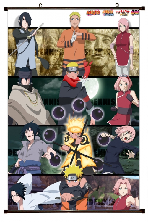 Naruto Anime black Plastic rod Cloth painting Wall Scroll 60X90CM H7-545