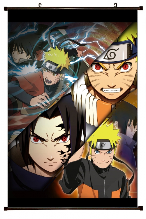 Naruto Anime black Plastic rod Cloth painting Wall Scroll 60X90CM  H7-532