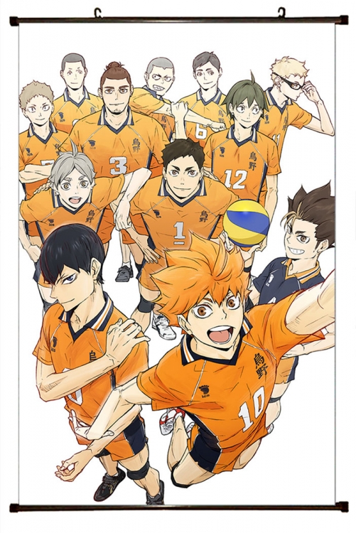 Haikyuu!! Anime black Plastic rod Cloth painting Wall Scroll 60X90CM p1-360