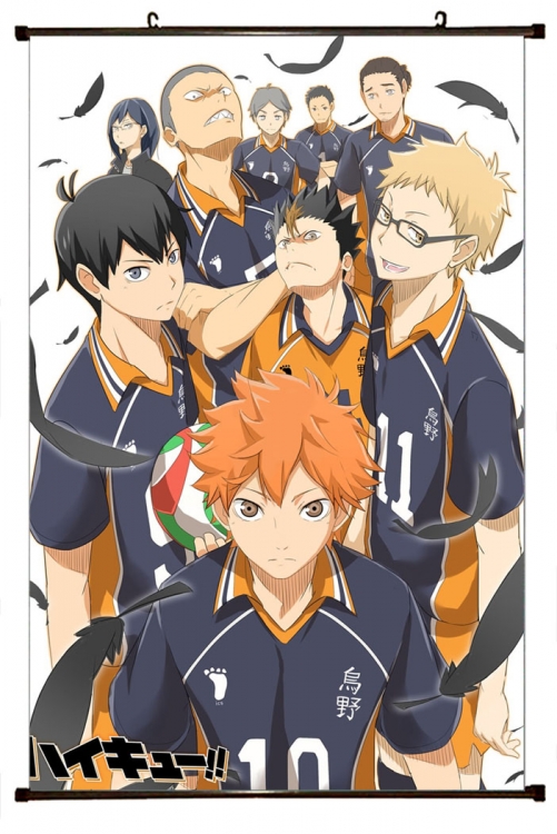 Haikyuu!! Anime black Plastic rod Cloth painting Wall Scroll 60X90CM  p1-385