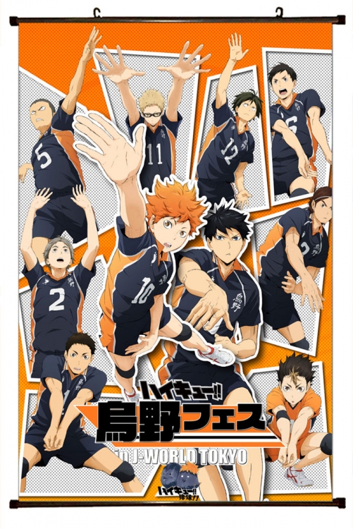 Haikyuu!! Anime black Plastic rod Cloth painting Wall Scroll 60X90CM  p1-359