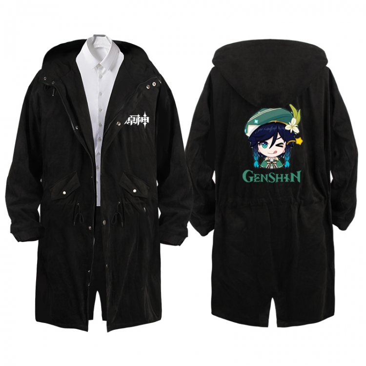 Genshin Impact  Anime Peripheral Hooded Long Windbreaker Jacket from S to 3XL