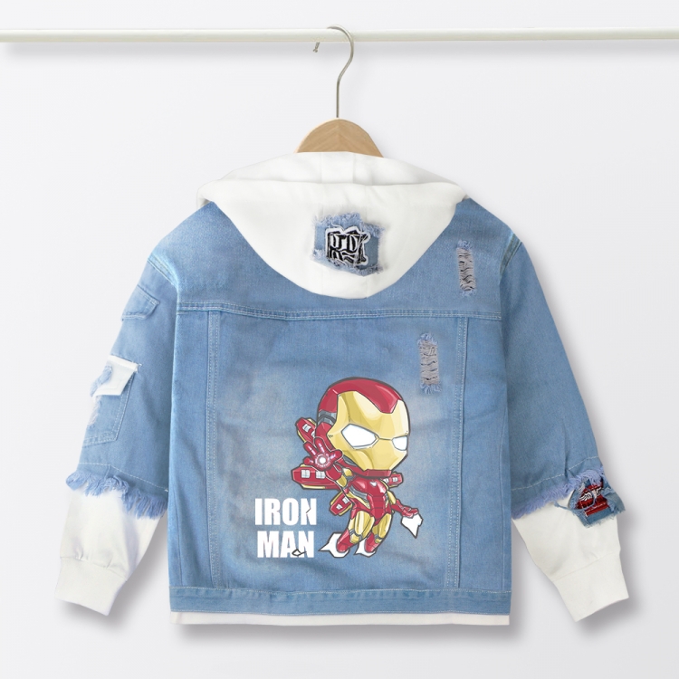  Iron Man Anime children's denim hooded sweater denim jacket  from110 to 150   for children