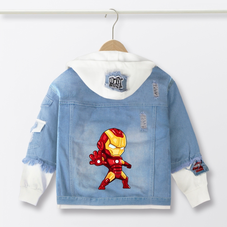  Iron Man Anime children's denim hooded sweater denim jacket  from110 to 150   for children
