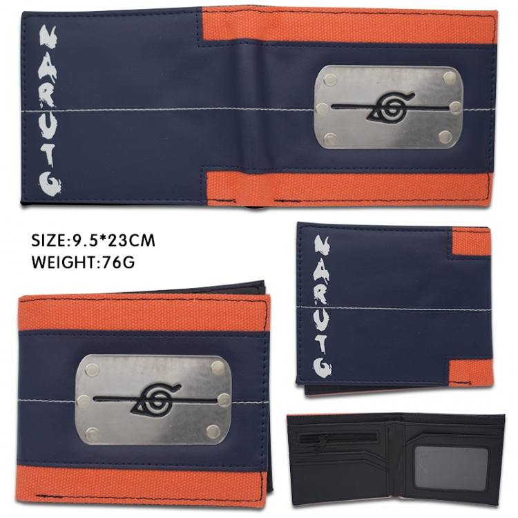 Naruto Hardware PU wallet short two-fold wallet 9.5X23.5CM