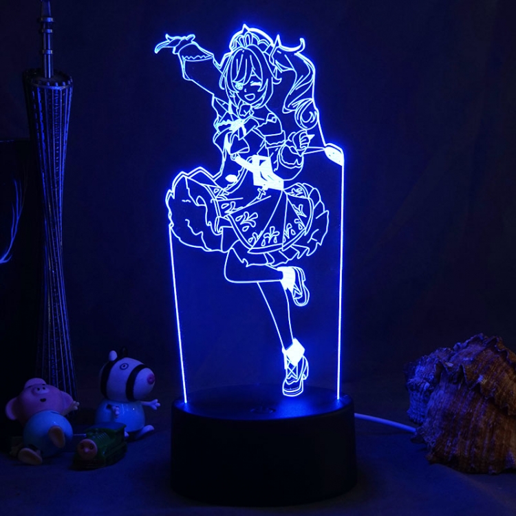Genshin Impact  3D night light USB touch switch colorful acrylic table lamp BLACK BASE 2039