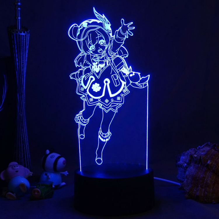 Genshin Impact  3D night light USB touch switch colorful acrylic table lamp BLACK BASE 2041