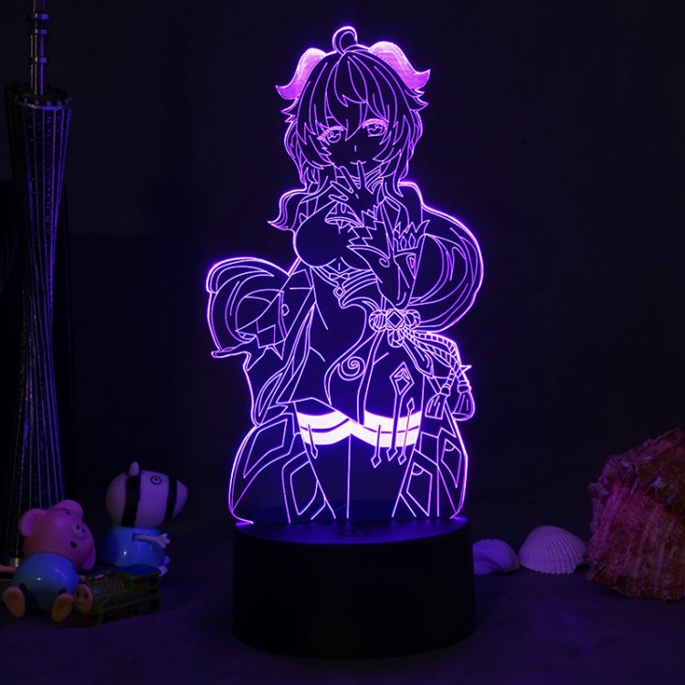 Genshin Impact  3D night light USB touch switch colorful acrylic table lamp BLACK BASE 2049