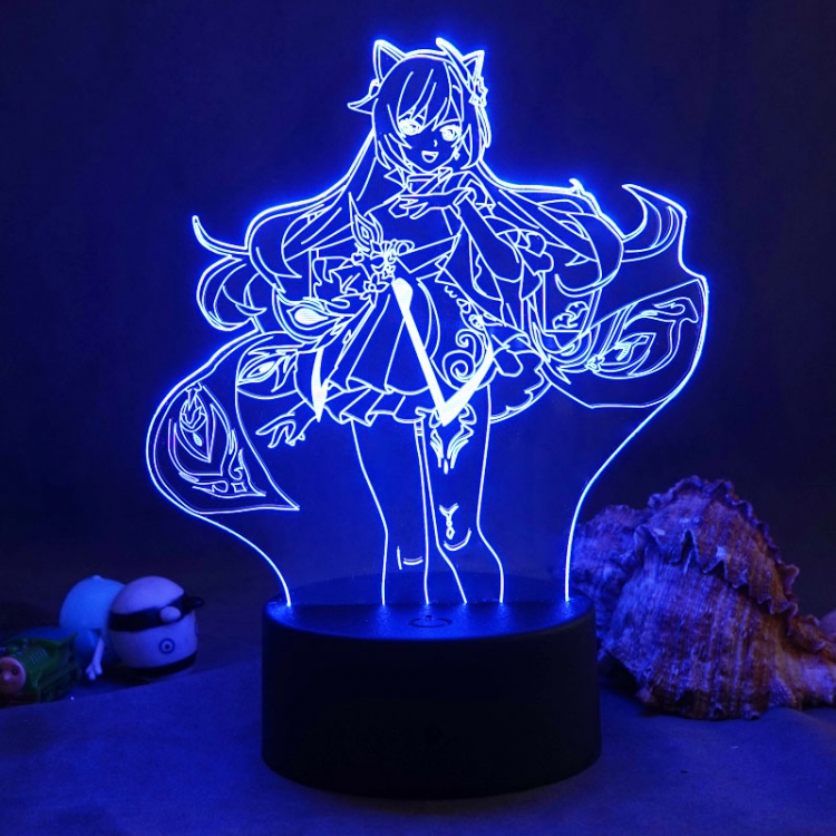 Genshin Impact  3D night light USB touch switch colorful acrylic table lamp BLACK BASE 1503